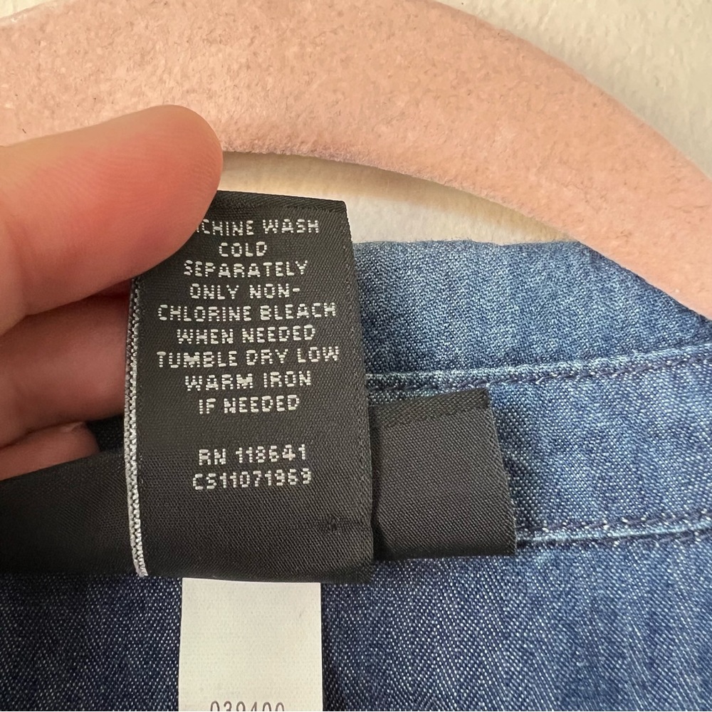 Lane Bryant Chambray Snap Button Front Shirt Roll… - image 6